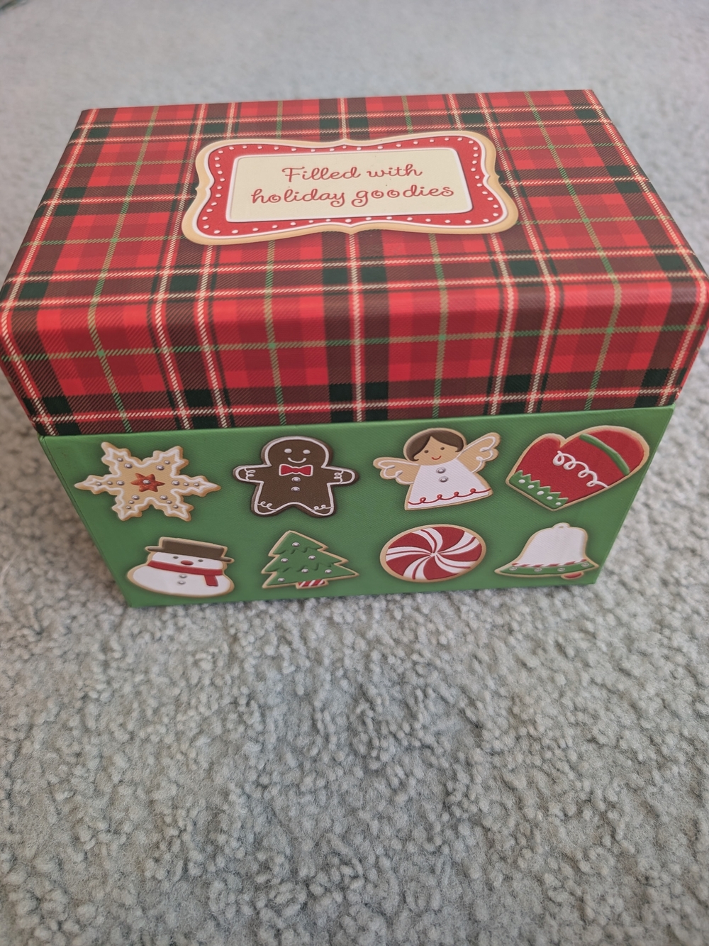 Hallmark Red Plaid & Green Holiday Treat Storage Box